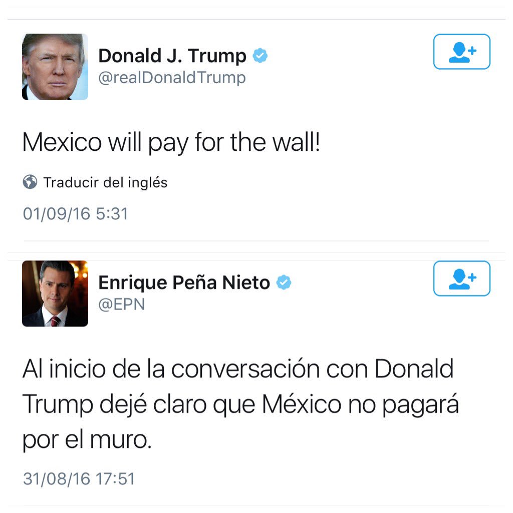 EPN niega que México pague el muro, Trump dice que lo hará